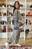 The Sunday Morning Stripe V Slouch Sweatshirt Greys Melange